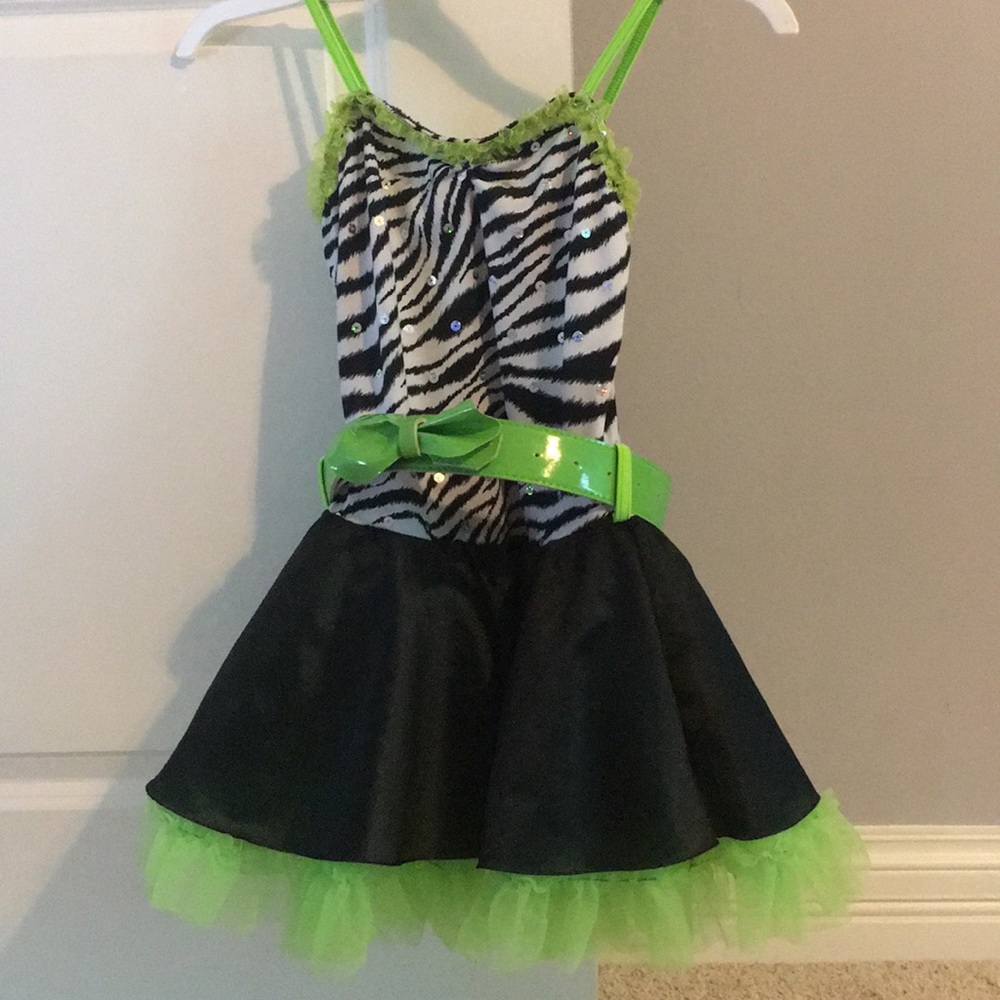 Green, zebra striped Dance costume